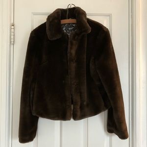 Black Rivet Faux-fur Jacket